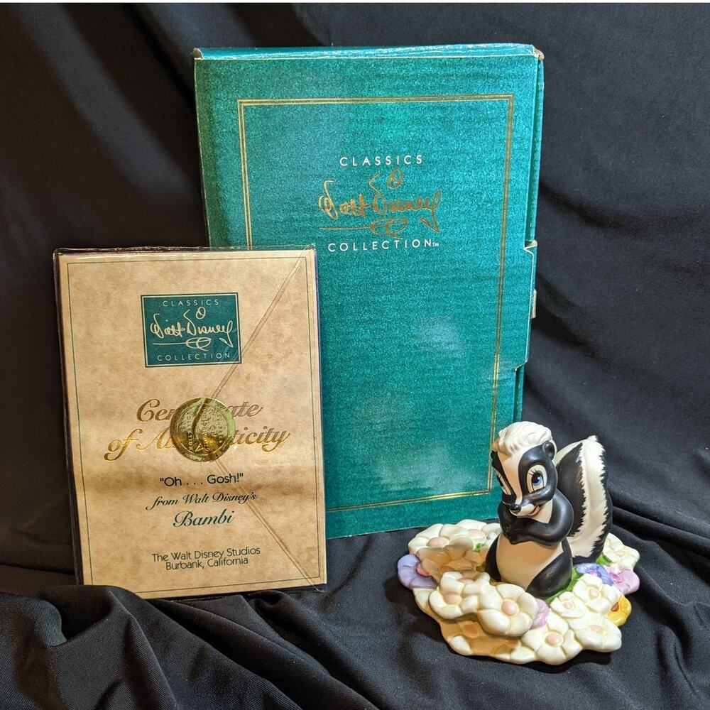 DISNEY WDCC Flower Oh Gosh Bambi Skunk Porcelain Figurine 1992 Box COA Retired